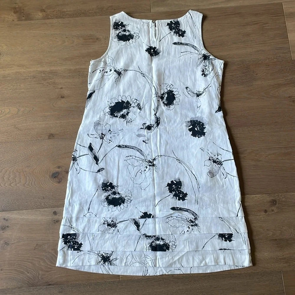 Habitat Linen Sketched Floral Pocket Dress White Size Small - Picture 9 of 11